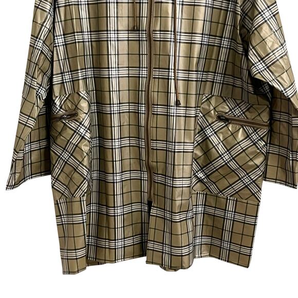 Totes Plaid Hooded Zip Up Raincoat Jacket - Picture 3 of 7